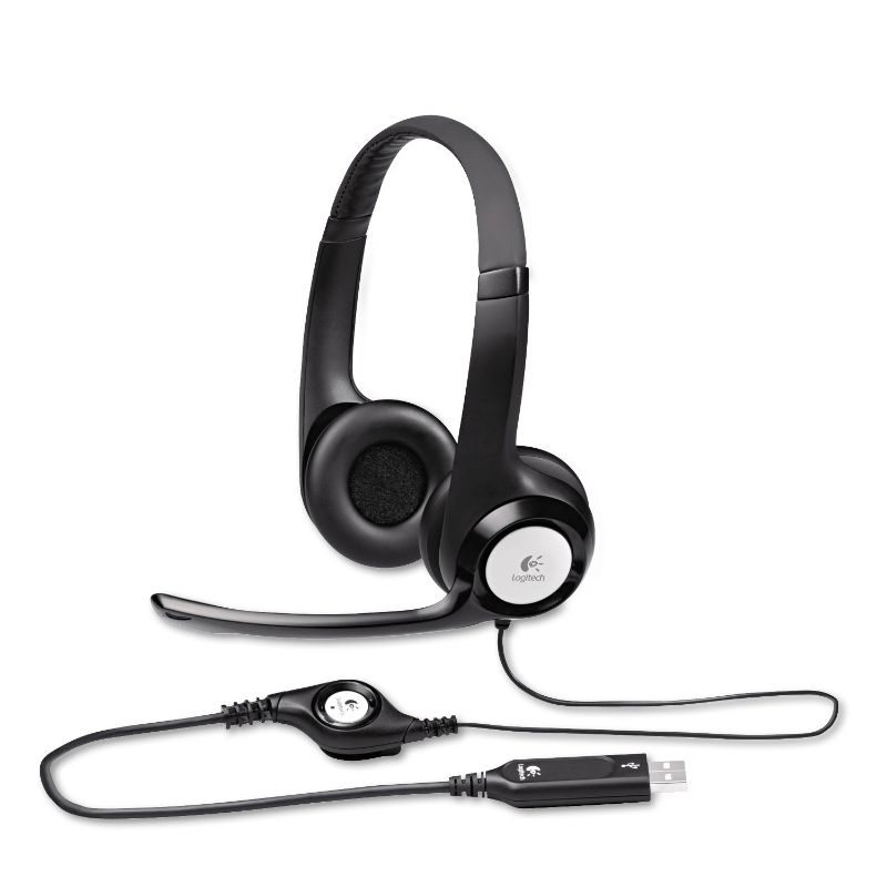 Photo 1 of Logitech H390 Wired Headset, Stereo Headphones with Noise-Cancelling Microphone, USB, in-Line Controls, PC/Mac/Laptop - Black
