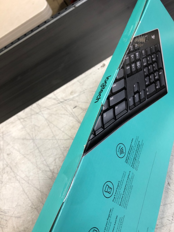 Photo 2 of Logitech K270 Wireless Keyboard for Windows, 2.4 GHz Wireless, Full-Size, Number Pad, 8 Multimedia Keys, 2-Year Battery Life, Compatible with PC,.
factory sealed