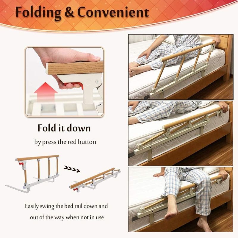 Photo 1 of Bed Rail with Leg Lifter Strap for Elderly Adults Bed Cane Rails Side Assist Handle Bar Medical Bed Safety Assisting Rails Guard Folding Hospital Bed Railings Bumper