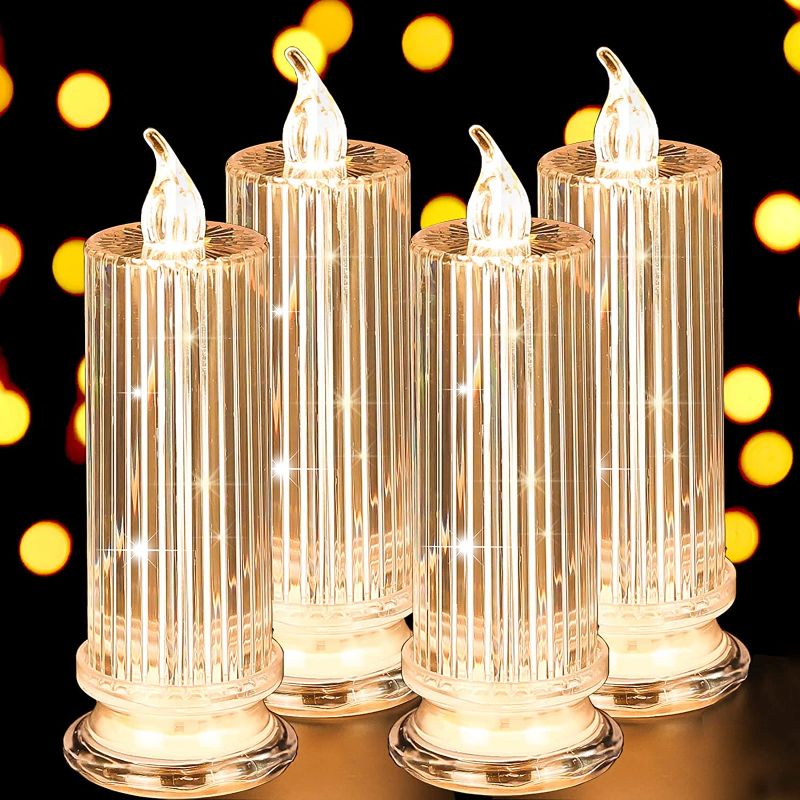 Photo 1 of 4 PCS LED flameless Candles (D:2.5" x H:7"),Flickering LED Pillar Candles, Battery Included, Outdoor Indoor Battery Operated Candles for Graduation Bedroom Birthday Wedding Decorations (4PCS)
