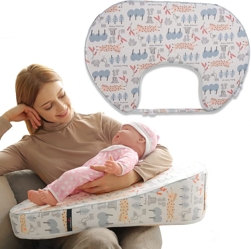 Photo 1 of BABESTELLAR Natural Incline Baby Nursing Pillow | Hypoallergenic Pillow for Baby - Nursing Pillows for Breastfeeding Essentials | Soft Baby Pillow Lounger Adjustable Pillow w/Waist Belt Support
