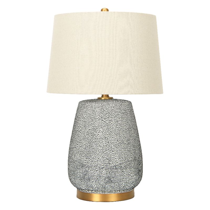 Photo 1 of 26" Textured Blue Glaze Ceramic Table Lamp with Natural Linen Shade by Hello Honey | Michaels