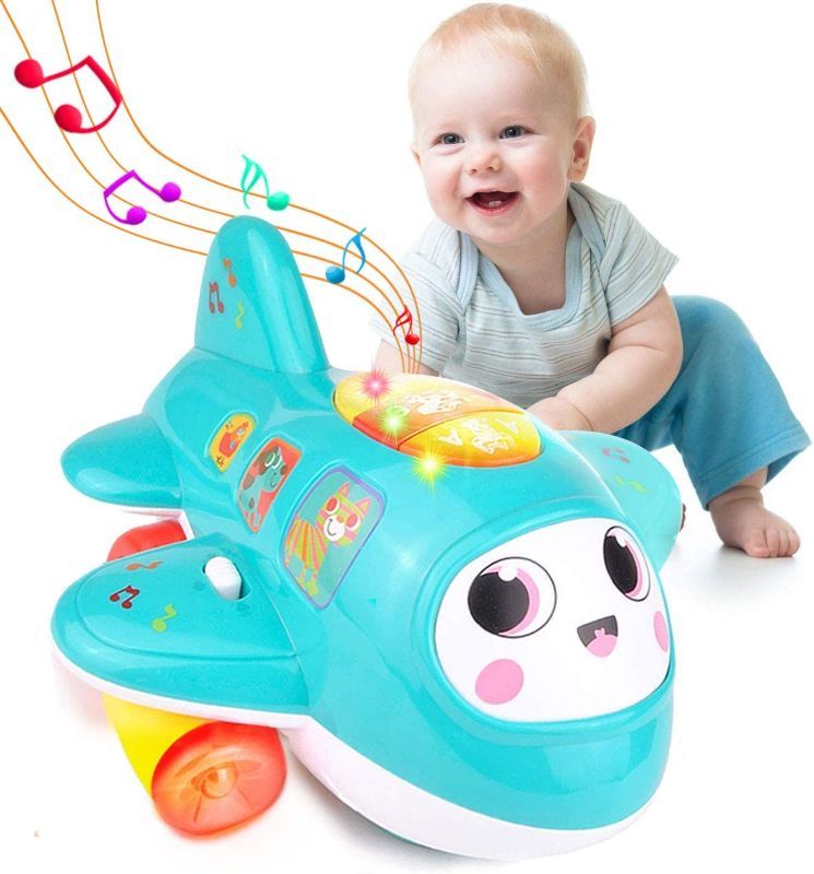 Photo 1 of HISTOYE Baby Toys Airplane for 1 2 + Year Old, Musical Toy for Toddlers with Lights, Electronic Moving Aeroplane, Baby Development Toys Plane for 12 18 Month Old Gift to Encourage Crawling
