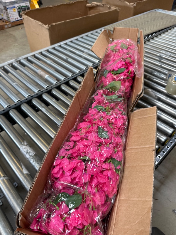 Photo 2 of 40Pcs in Bulk Artificial Bougainvillea Silk Flowers Branches Long Plant Stems 45" for Wedding Centerpieces, Bussiness Decoration Project, Indoor & Outdoor Decoration (Hot Pink - 40Pcs)