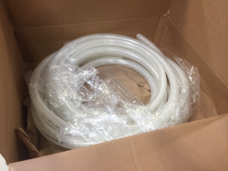 Photo 2 of 1" ID x 50 Ft High Pressure Braided Clear PVC Vinyl Tubing Flexible Vinyl Tube, Heavy Duty Reinforced Vinyl Hose Tubing, BPA Free and Non Toxic 1" I.D. 50 Feet