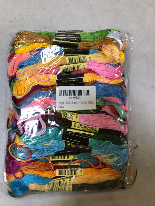 Photo 1 of 100 skeins Professional Rainbow Color Embroidery Floss with 30 pcs Needles and I pcs Threader, Embroidery Thread Kits for Cross Stitch, Bracelet Friendship and Craft Floss