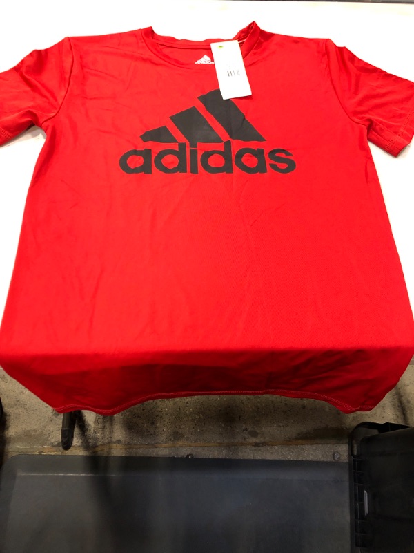 Photo 2 of adidas Boys' Stay Dry Moisture-Wicking Aeroready Short Sleeve T-Shirt Standard Medium Scarlet Adi M 10/12