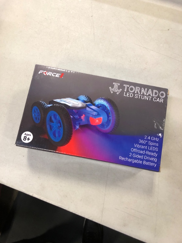 Photo 2 of Force1 Tornado LED Remote Control Car for Kids - Double Sided Fast RC Car, 4WD Off-Road Stunt Car with 360 Flips, All Terrain Tires, LEDs, RC Crawler Rechargeable Toy Car Battery, Easy Kids Car Remote
