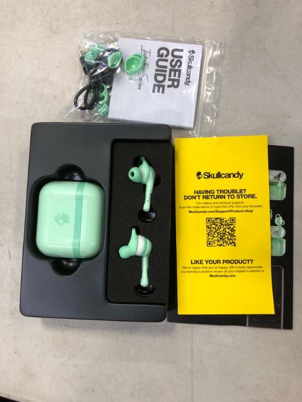 Photo 2 of Skullcandy Indy Evo True Wireless In-Ear Bluetooth Earbuds, Compatible with iPhone and Android / Charging Case and Microphone / Great for Gym, Sports, & Gaming, IP55 Water Dust Resistant - Green Mint
