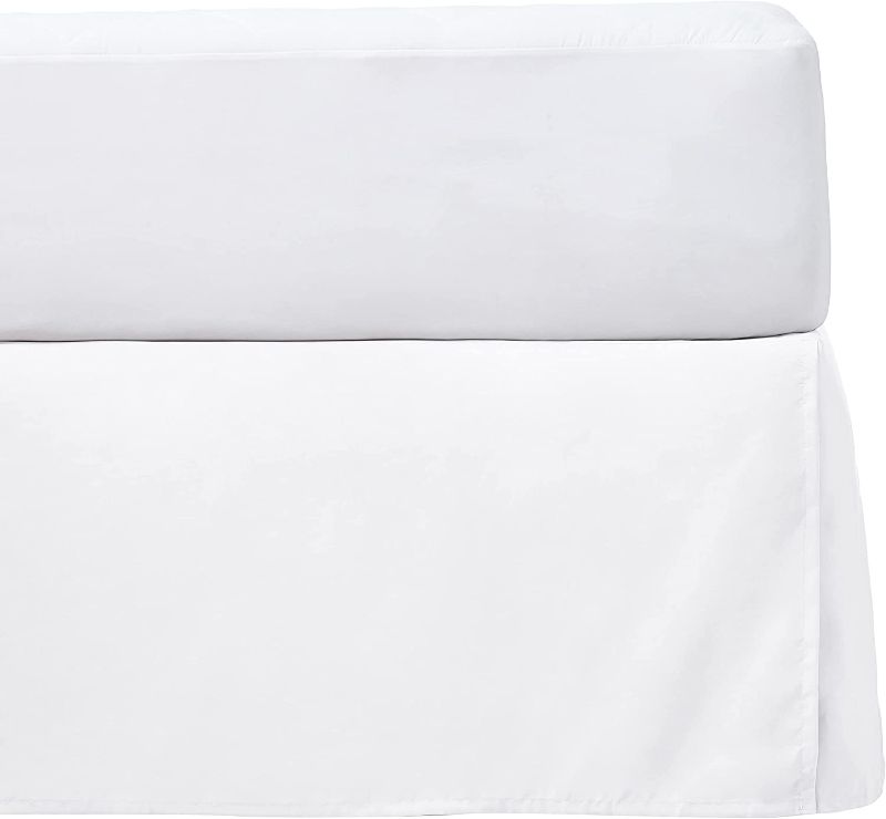 Photo 1 of Amazon Basics Lightweight Pleated Bed Skirt, Queen, Bright White
