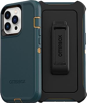 Photo 1 of OtterBox iPhone 13 Pro (ONLY) Defender Series Case - HUNTER GREEN, rugged & durable, with port protection, includes holster clip kickstand
