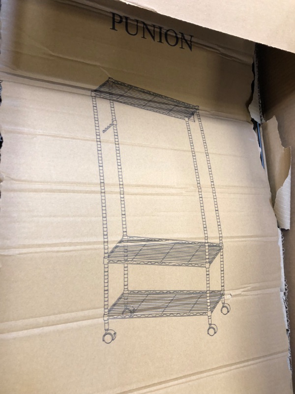 Photo 1 of Heavy Duty Rolling Garment Rack,Portable Clothes Rack for Hanging Clothes,Clothing Rack,Wardrobe Storage Rack with 3 Shelves,1 Hang Rod,1 Side Hook ,36"Lx18"Wx71"H, Max Load 500LBS, Black,GR1 36"Lx18"Wx71"H/73"H