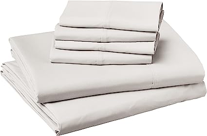 Photo 1 of Amazon Basics Lightweight Super Soft Easy Care Microfiber 6 Piece Bed Sheet Set (includes Four Pillowcases), Full, Light Gray, Solid
