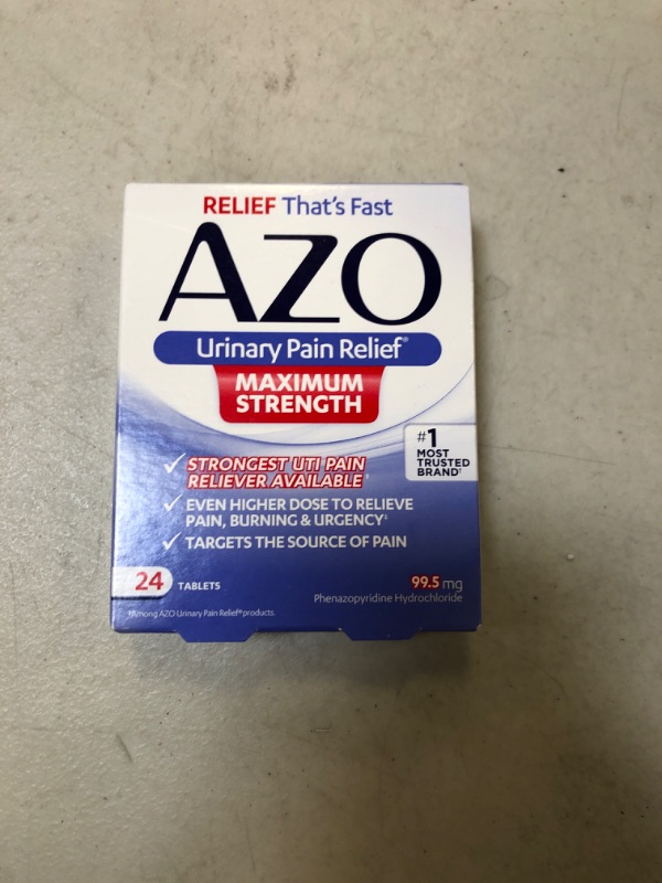 Photo 2 of AZO Urinary Pain Relief Maximum Strength | Fast relief of UTI Pain, Burning & Urgency | Targets Source of Pain | #1 Most Trusted Brand | 24 Tablets AZO Max Strength 24CT 7-24