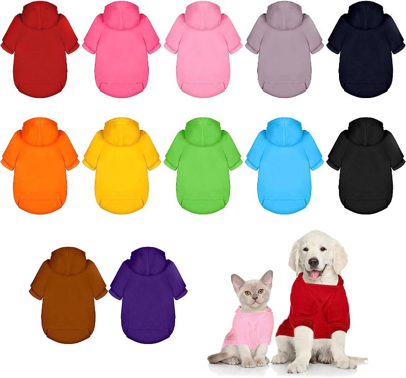 Photo 1 of 12 Pieces Winter Dog Hoodie Warm Sweatshirts with Pockets and Hat Soft Dog Costume Dog Sweaters for Small Pet Puppy Cats (small)
