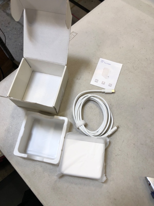 Photo 1 of 61W C to C (USB C) Power Cord Adapter Laptop Charger Replacement for Mac Book Pro 13 Inch/12 Inch,Compatible with MacBook/Air/iPad Pro/Type C Laptop, Included 6.6ft USB-C to USB-C Charge Cable
