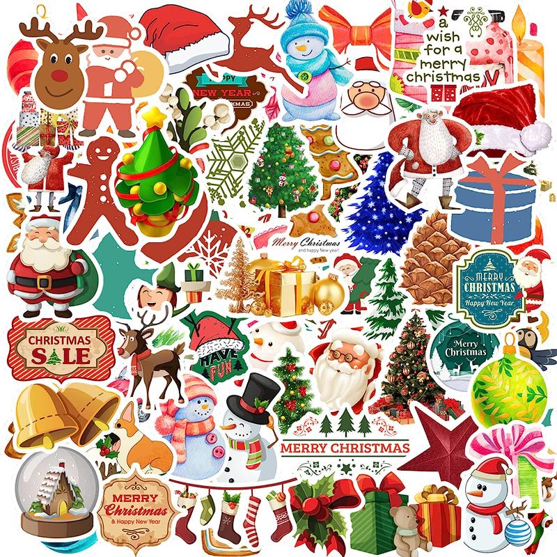 Photo 1 of 2022 Christmas Stickers, 100Pcs Vinyl Waterproof Holiday Party Stickers for Computer, Luggage, Stationery, Greeting Cards, Gift Tags, Window Christmas Decorations
