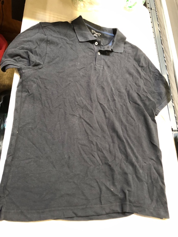 Photo 2 of Amazon Essentials Men's Slim-Fit Cotton Pique Polo Shirt Large Black