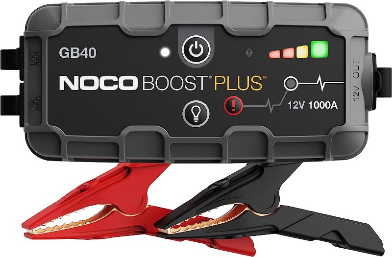 Photo 1 of NOCO Boost Plus GB40 1000 Amp 12-Volt UltraSafe Lithium Jump Starter Box, Car Battery Booster Pack, Portable Power Bank Charger, and Jumper Cables for up to 6-Liter Gasoline and 3-Liter Diesel Engines
