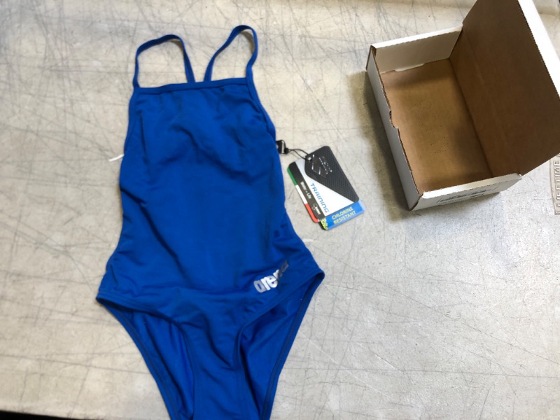 Photo 2 of arena Girl's Mast MaxLife Thin Strap Open Racer Back One Piece Swimsuit 22 Royal