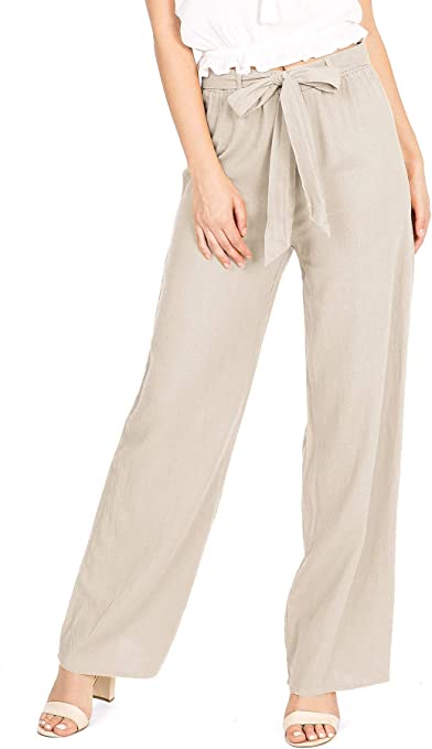 Photo 1 of Ambiance Apparel Women's Juniors Wide Leg Spring Linen Pants M