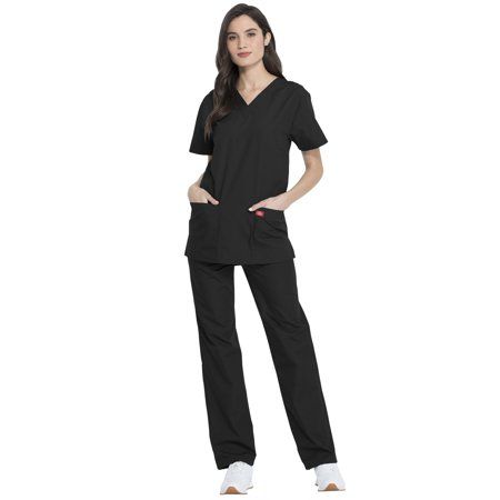 Photo 1 of Dickies Men & Women Top and Pant Medical Scrubs Set DKP520C L Black
