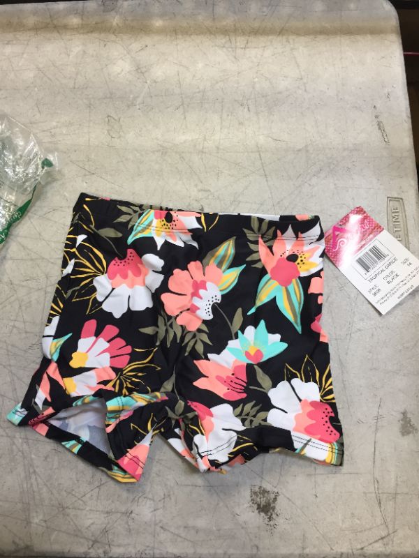 Photo 2 of Kanu Surf Girls' Swimming Bottom UPF 50+"Boy Short, Tropical Dance Black, 14
