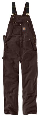 Photo 1 of Carhartt Heavyweight Cotton Duck Bib Overalls for Men - Dark Brown - 46x32 (HAVE STAINS AND LINT BALLS)
