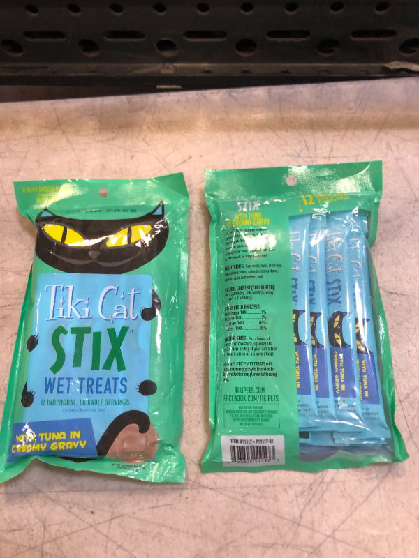 Photo 1 of 2PCS OF Tiki Cat Stix Tuna Mousse Treats, 0.5 Oz., Count of 12
