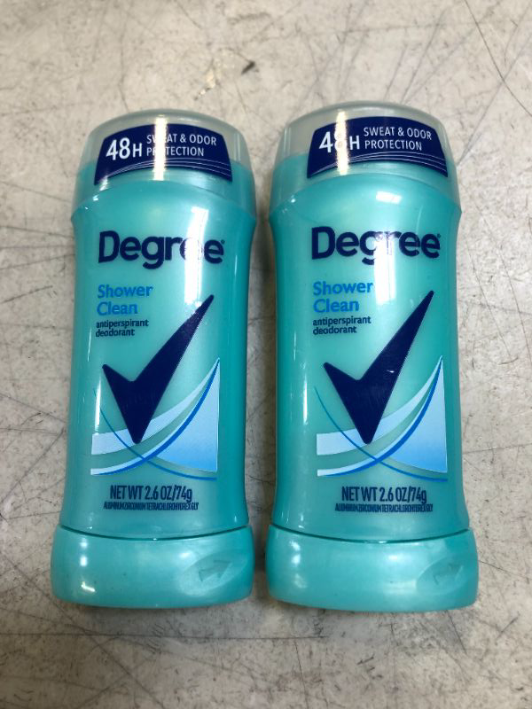 Photo 1 of 2CT OF Degree Original Antiperspirant Deodorant Shower Clean 48-Hour Sweat & Odor Protection Antiperspirant for Women 2.6 oz
