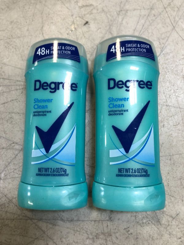 Photo 1 of 2CT OF Degree Original Antiperspirant Deodorant Shower Clean 48-Hour Sweat & Odor Protection Antiperspirant for Women 2.6 oz
