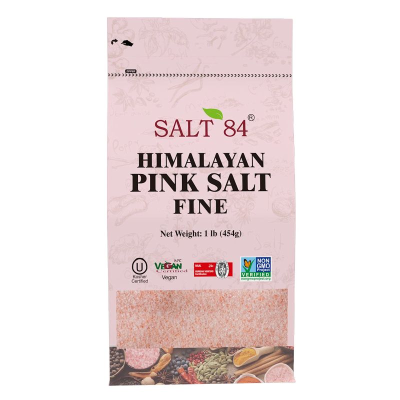 Photo 2 of 2PC OF Salt 84 - Himalayan Pink Salt - Fine Grain - Kosher - Vegan - Non GMO - Halal (1 lb Bag), EXP FEB2025