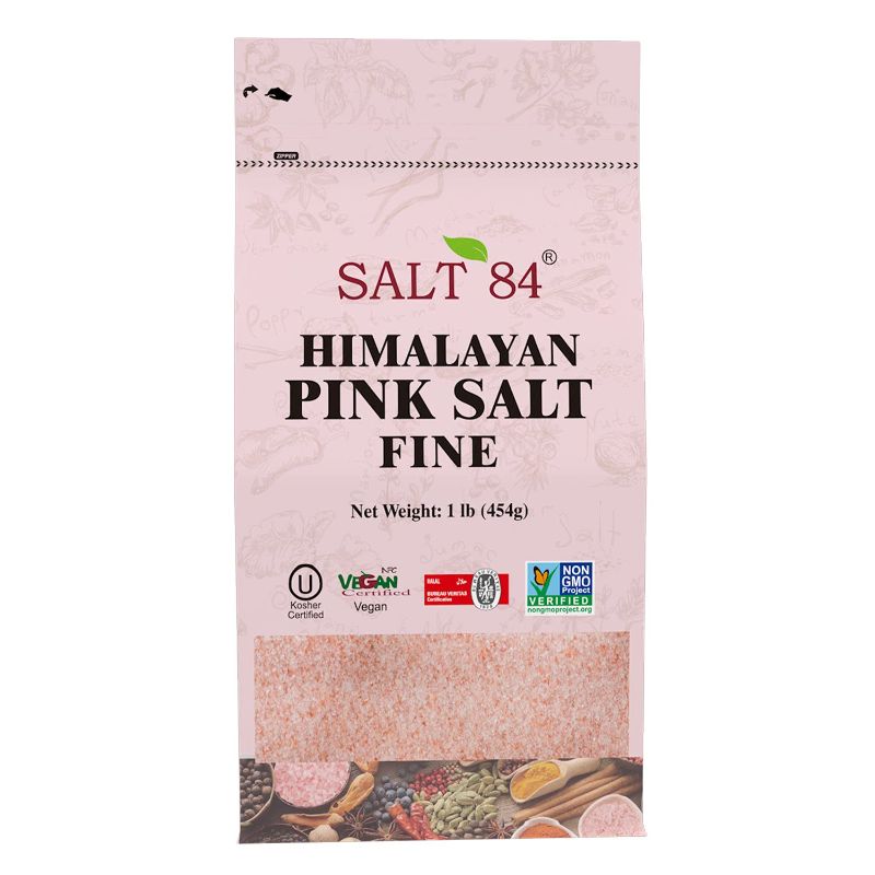 Photo 1 of 2PC OF Salt 84 - Himalayan Pink Salt - Fine Grain - Kosher - Vegan - Non GMO - Halal (1 lb Bag), EXP FEB2025