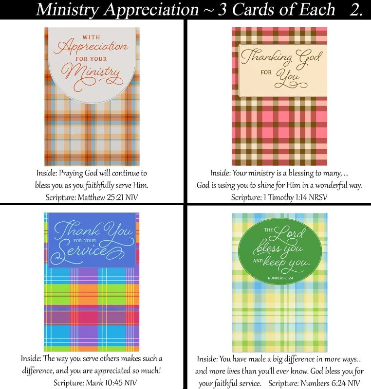 Photo 3 of Ministry / Service Appreciation ~ 36 Card Set ~ Religious Greeting Card Assortment w/ Scripture