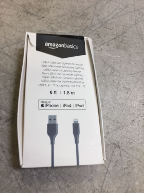 Photo 2 of Amazon Basics ABS USB-a to Lightning Cable Cord, MFi Certified Charger for Apple iPhone, iPad, Gray, 6-Ft
