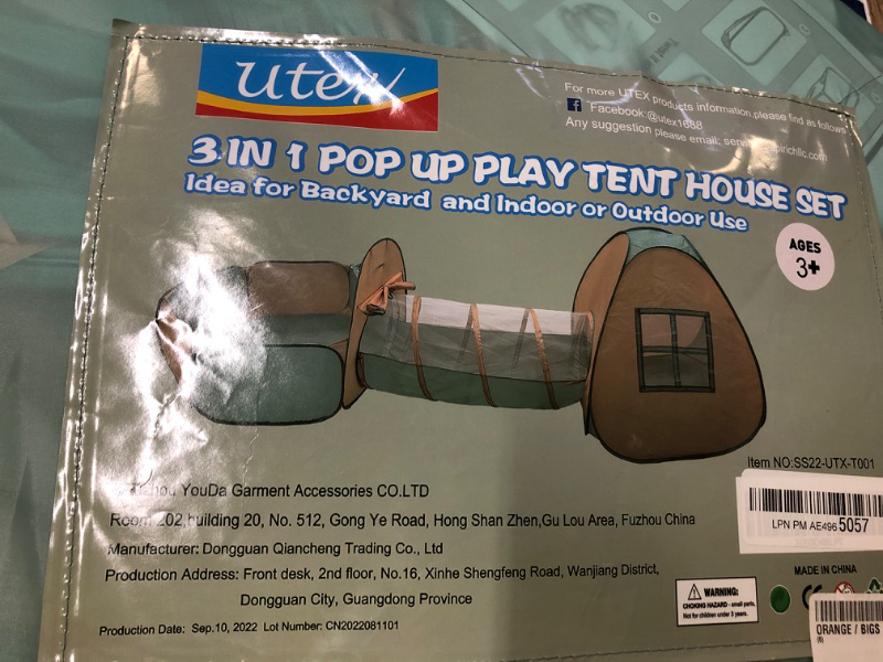 Photo 1 of 3 in 1 pop up play tent house 