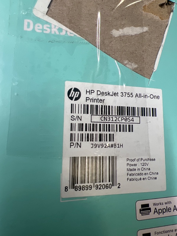 Photo 3 of HP DeskJet 3755 Compact All-in-One Wireless Printer (J9V92A) & 65XL Black High-Yield Ink Cartridge | N9K04AN & 65 Black/Tri-Color Ink Cartridges (2-Pack) | T0A36AN Seagrass Printer + Black Ink + Black/Tri-color Ink