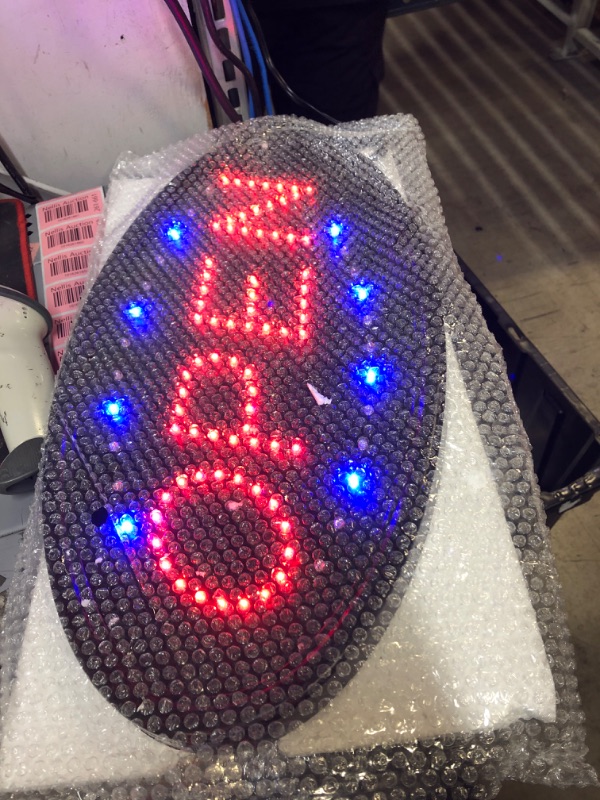 Photo 2 of LED Open Sign with Remote, FITNATE Ultra Bright Electric Light Up Signs for Business, Timing Function, 2 Lighting Modes Flashing & Steady Advertisement Board for Store, Bar, Hotel, Cafe (19x10 inch) 19x10" Oval