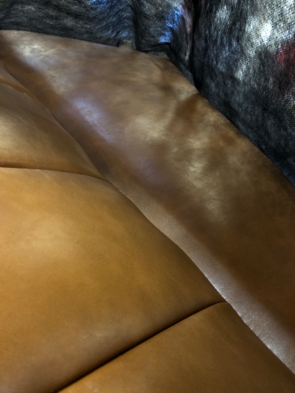 Photo 5 of Novogratz Brittany Futon, Convertible Sofa & Couch, Camel Faux Leather Sofas, Width: 81.5",Depth: 34.5",Height: 31.5" Camel Faux Leather Futon