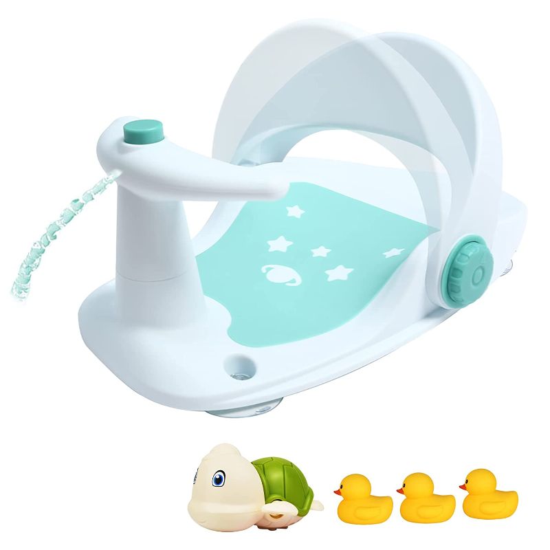 Photo 1 of MoreFeel Baby Bath Seat,Baby Bathtub Seat for Baby Sit up Shower Chair,Infant Bathtub Seat for Babies 6 Months & Up,Non-Slip Soft Mat,Adjustable Backrest Support,Secure Suction Cups,Green
