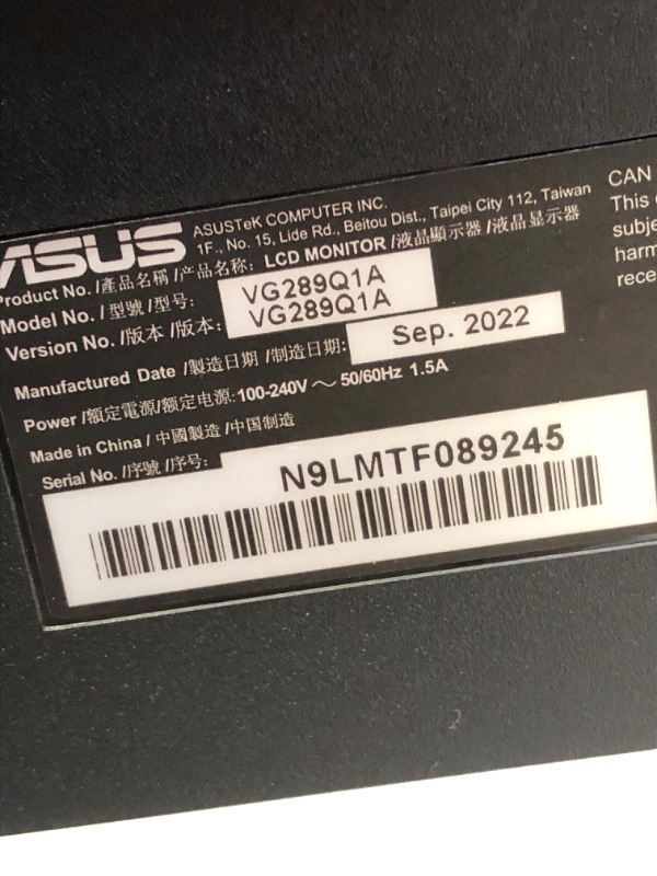 Photo 1 of ASUS TUF Gaming VG289Q1A 28” Monitor, 4K UHD (3840 x 2160), IPS, Adaptive-Sync/ FreeSync, Eye Care, DisplayPort HDMI, DCI-P3 HDR 10, Shadow Boost, Black 28" IPS 4K HDR