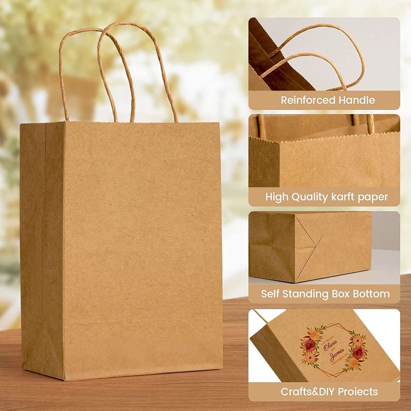 Photo 1 of 150pcs Brown Kraft Paper Bags with Handles Gift Bags Bulk,Perfect Kraft Paper Bags for Business, Shopping Bags,Retail Bags,Party Bags,Favor Bags,Merchandise Bags
