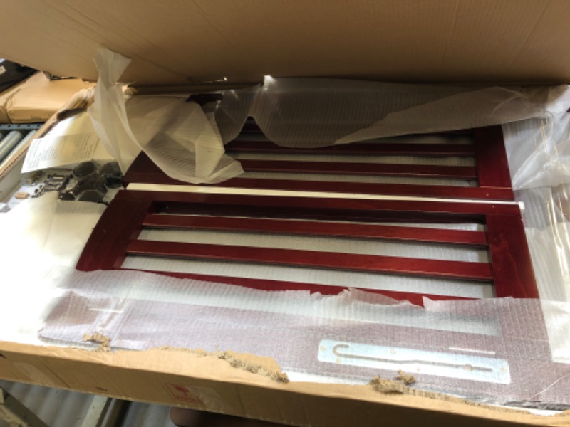 Photo 1 of Dream On Me Full Size 2-in-1 Folding Stationary Side Crib in Cherry, Locking Wheels, Folds Flat for Storage, Comes with Teething Guard, Non-Toxic Finish 40"L x 26"W x 38"H
