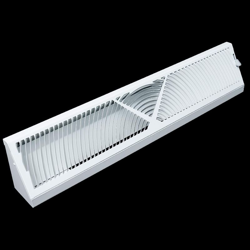 Photo 1 of 24" Corner Baseboard Return Air Grille | Round Type Air Flow Design | Register Vent Cover Grill | Adjustable Lever for Air Flow Control |White

