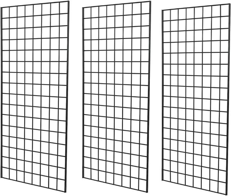 Photo 1 of 7RiversART Grid Wall Commercial Grade Gridwall Panels – Heavy Duty Grid Panel for Any Retail Display Wall Grid 2' Width x 5' Height, Black (Pack of 3)
