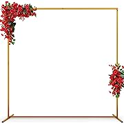 Photo 1 of 6.6FT x 6.6FT Gold Wedding Arches for Ceremony Rectangular Metal Balloon Arch Stand Kit Garden Floral Square Arch Frame Background for Anniversary Birthday Party Bridal Shower Decoration Home Decor
