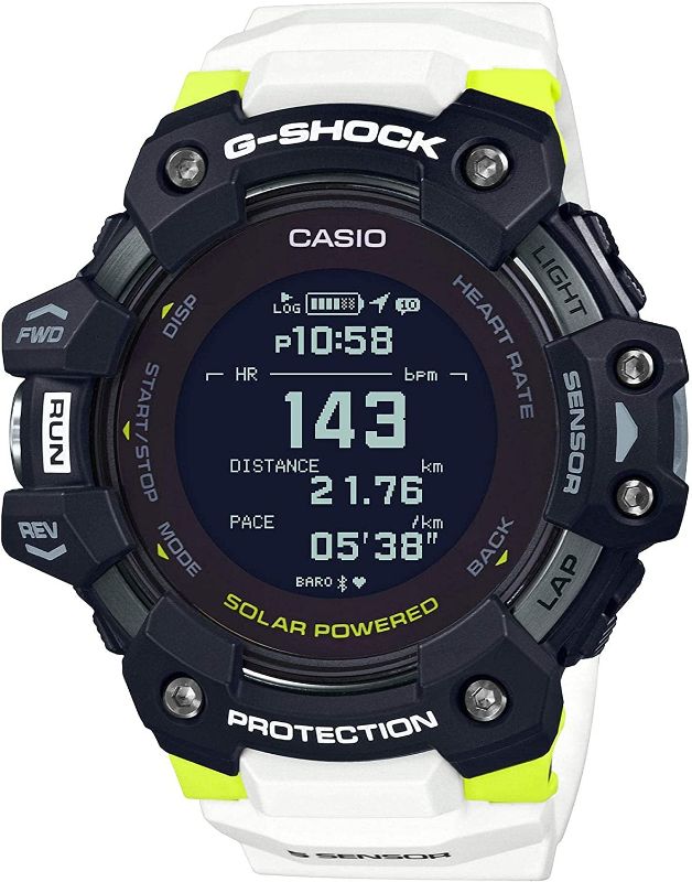 Photo 1 of  Casio Men's G-Shock Move, GPS Heart Rate Running Watch, Quartz Solar Assisted Watch with Resin Strap, White, (Model: GBD-H1000-1A7)
