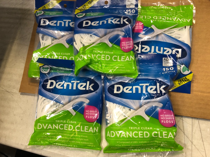 Photo 1 of 5pack Dentek Floss Picks, Advanced Clean, Mouthwash Blast, Value Size 