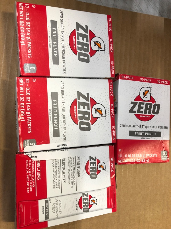 Photo 1 of 4pack GATORADE ZERO POWDER  FRUIT PUNCH---exp date 07/2023