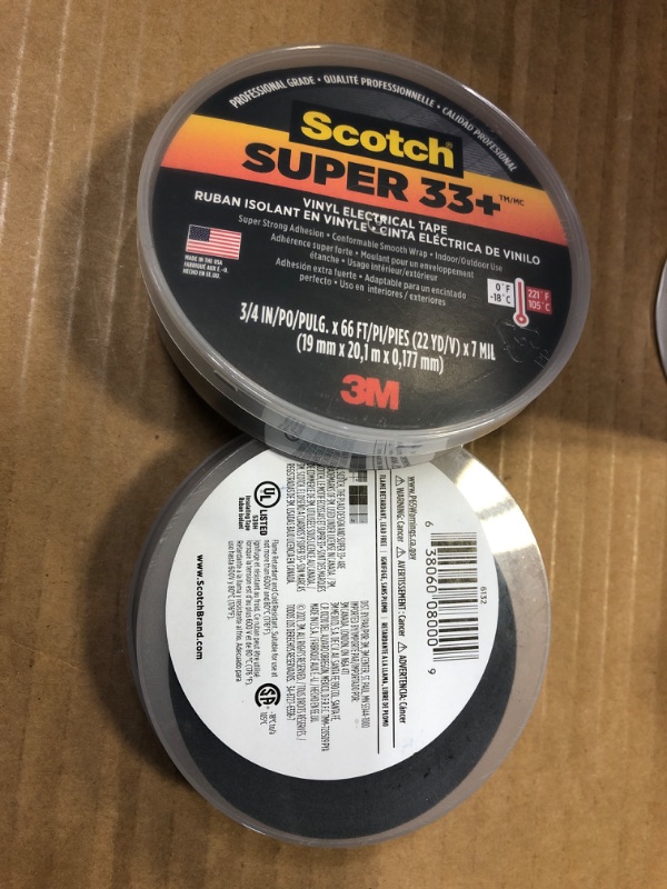 Photo 2 of 2pack --Scotch Super33 7100002398 Super 33+ Vinyl Electrical Tape, 66 ft, Black, 3/4" X 66'